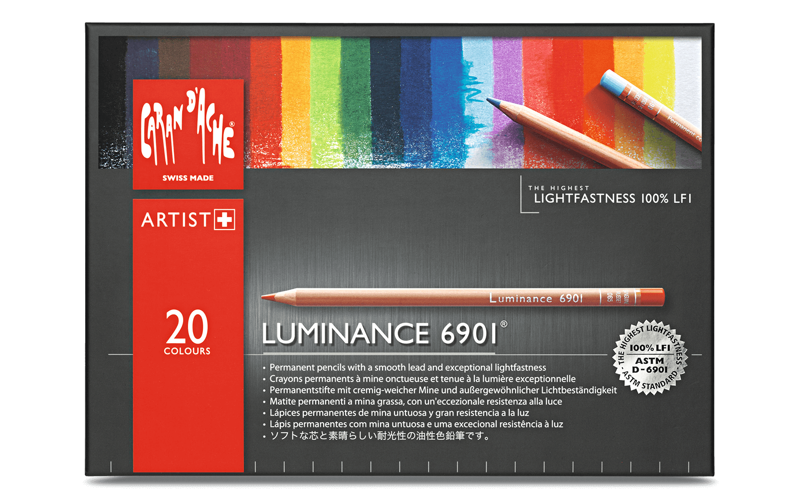 Swatch Sheet for Caran D'ache Luminance Colored Pencils B&W
