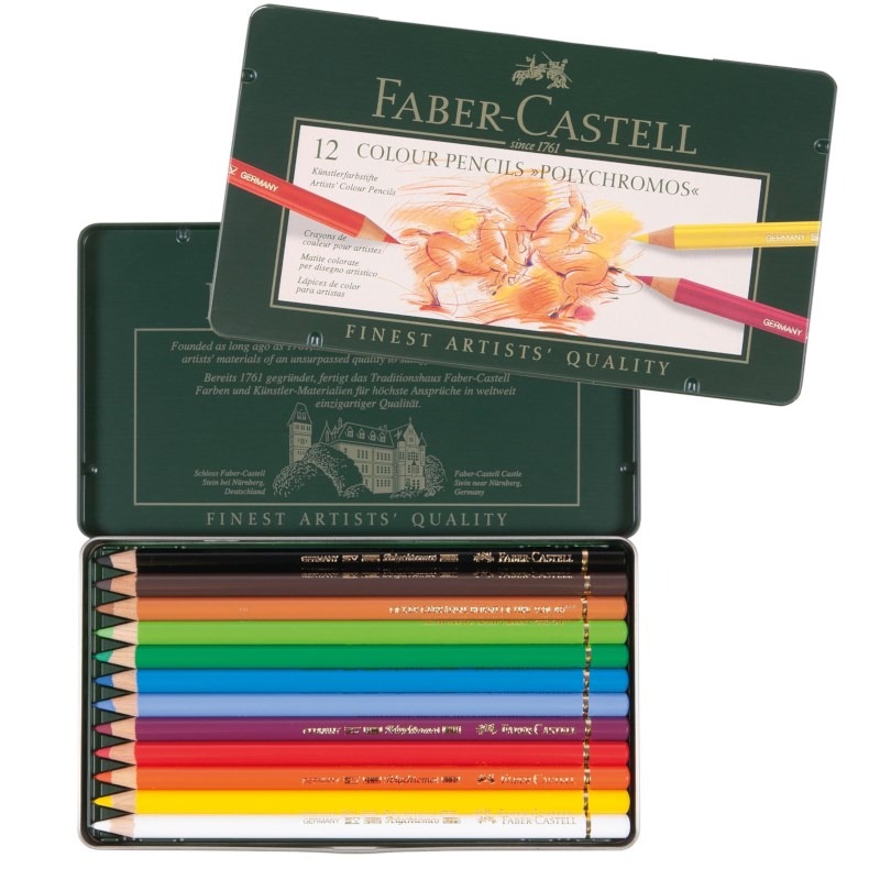 Faber Polychromos 12 kleurpotloden - kunstenaarsmaterialen